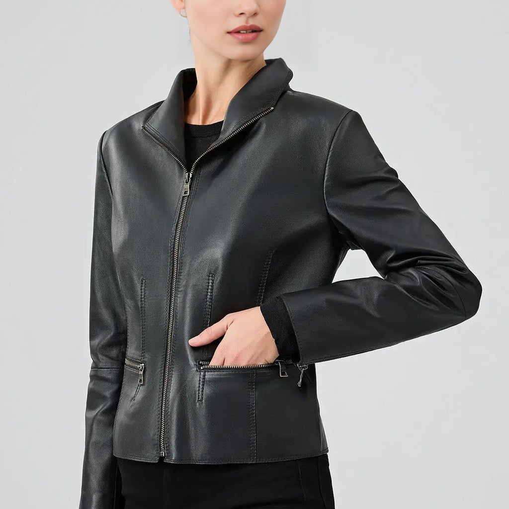 Velora Black Leather Jacket