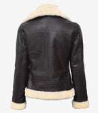 Women's Real Leather Dark Brown B3 Bomber Shearling Jacket
